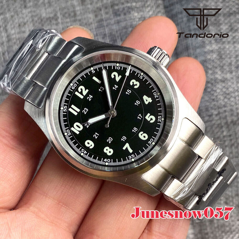 36MM Case Tandorio Green/Black/White Dial NH35 PT5000 Mechanical Men Watch Steel