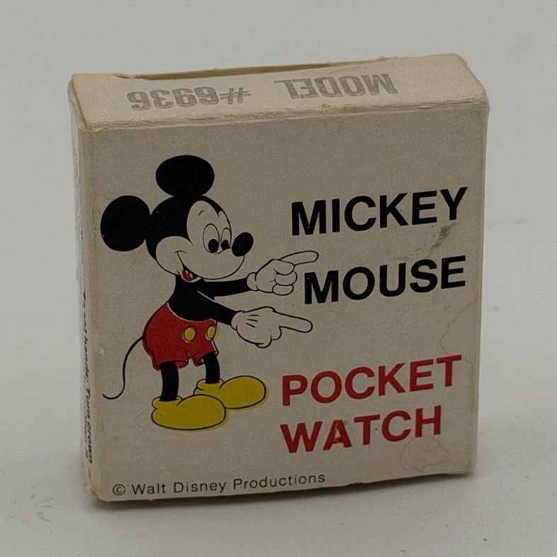 Bradley Disney Mickey Mouse Pocket Watch Manual Shock-Resist Red Case Box 6936