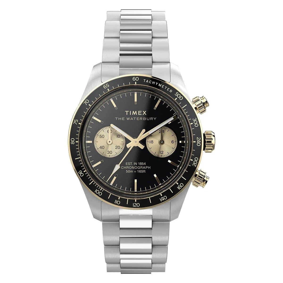 New Timex Waterbury Heritage Chronograph Stainless Steel 39mm Watch TW2Y24000