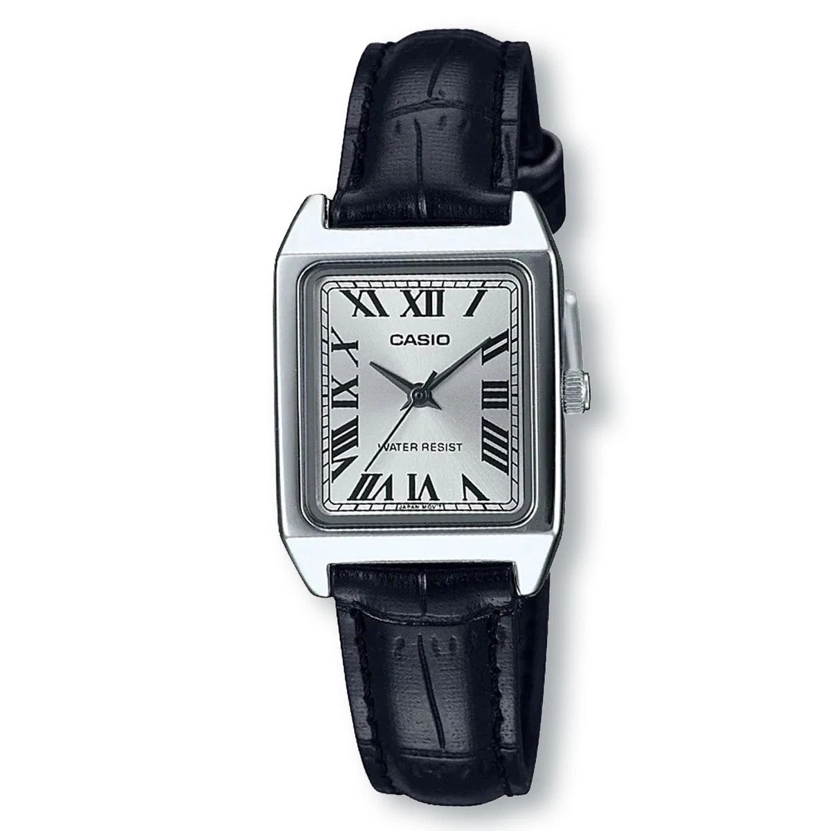 Casio LTPV007L-7B1 Analog Watch Silver Dial Black Leather Strap New