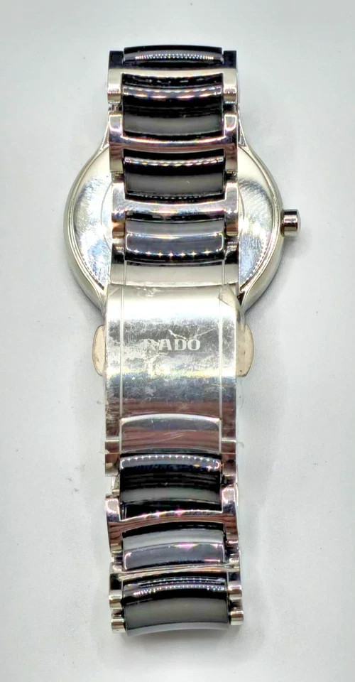 Rado Centrix Diamond Dial Swiss Quartz Ceramic Watch Sapphire Women Silver MOP