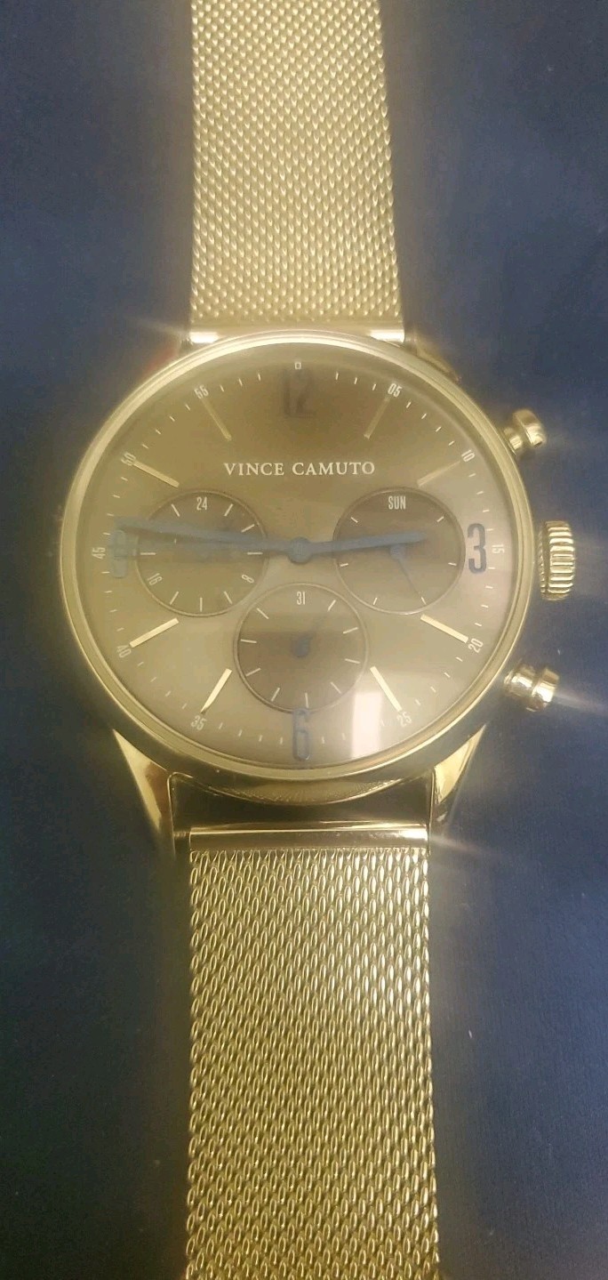 Vince Camuto Men’s VC1103GYSV Multi-Function Stainless Steel Watch Mesh Band EUC