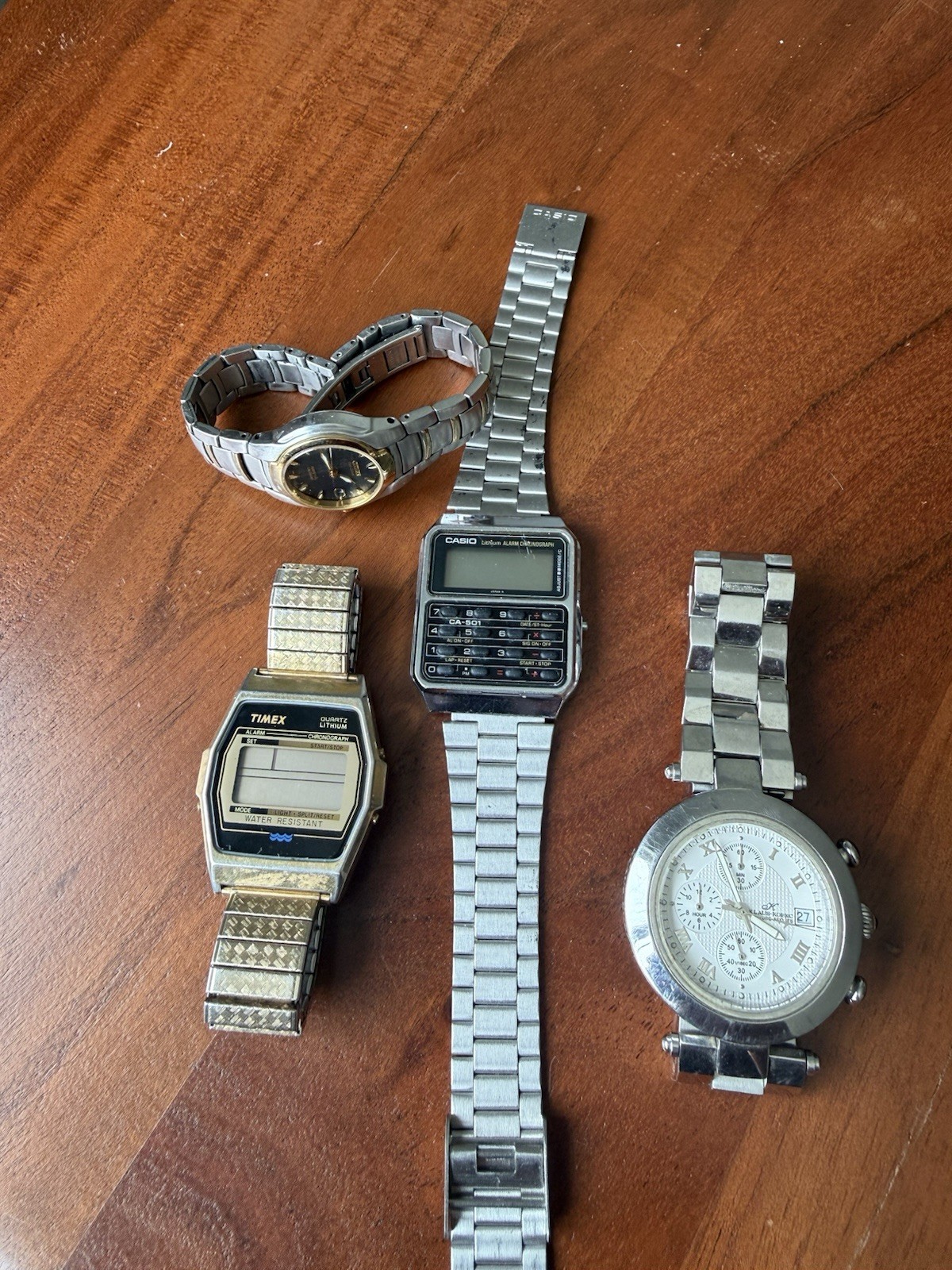 5 Vintage Watches Timex Citizen Casio Klaus (for parts)