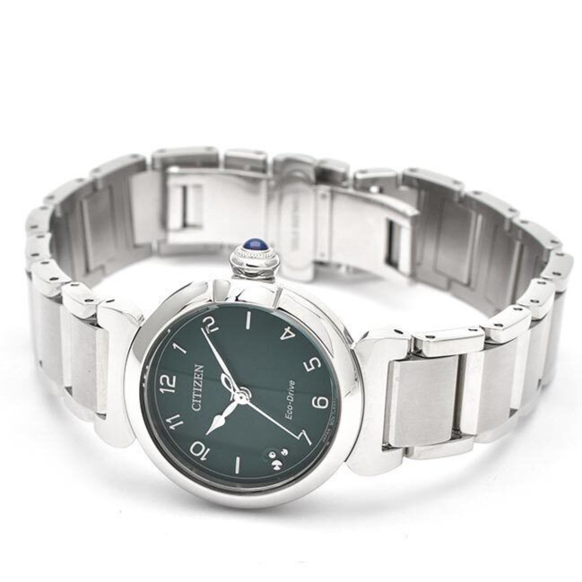 Citizen L ROUND Collection EM1130-83X Eco-Drive Solar Green Dial 26mm Watch