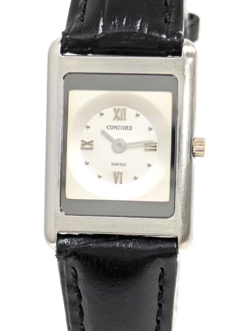 Concord Delirium Quartz New Battery Working Square Watch 17cm 6.7in Silver Dial