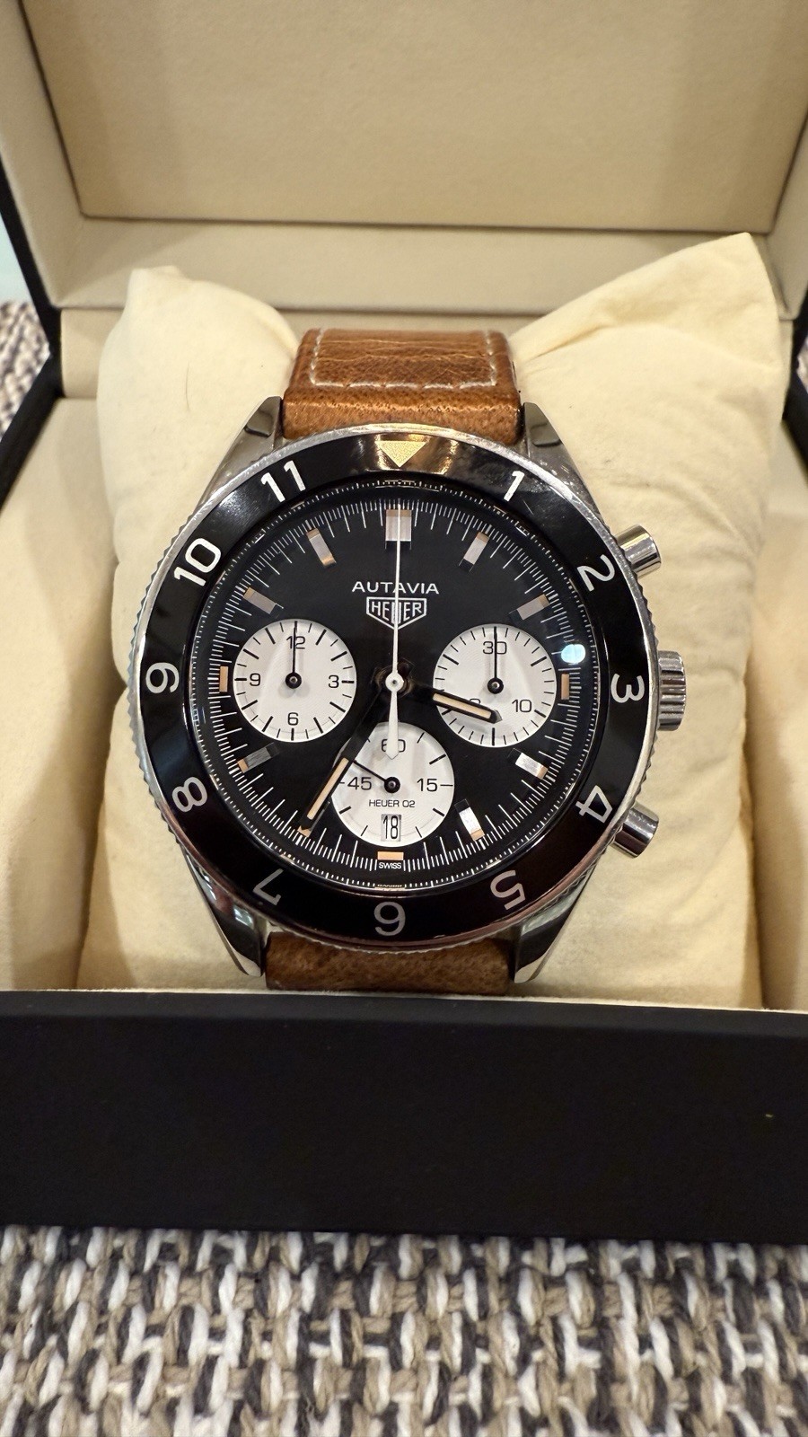 Tag Heuer Heritage Chronograph Black Dial Men’s 42mm Black Dial Brown CBE2110