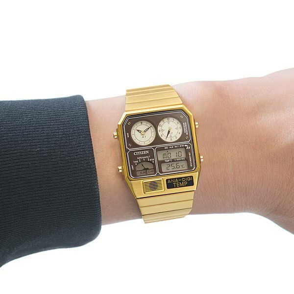 CITIZEN JG2103-72X Ana-Digi Temp Tsuno Chrono Pink Gold Retro Watch Japan