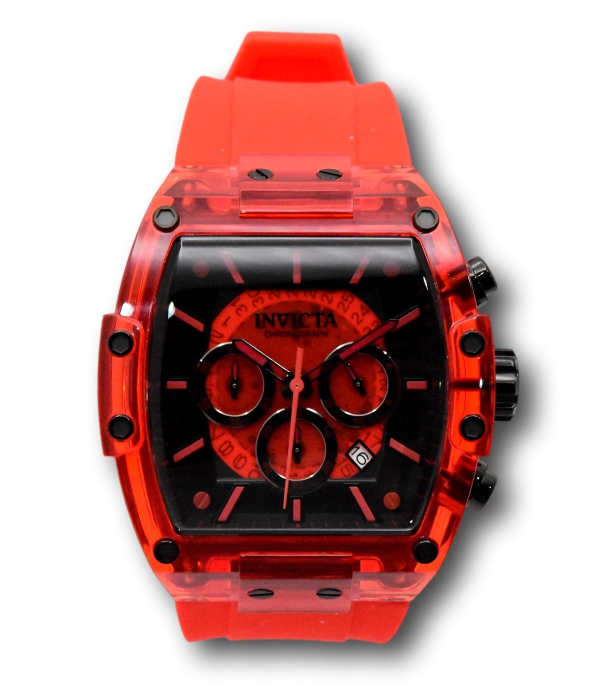Invicta S1 Rally Diablo Men’s 48mm Clear Red Anatomic Dial Chrono Watch 44352