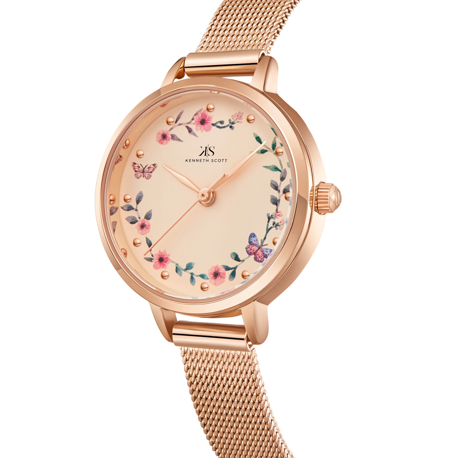 Kenneth Scott Women’s Analog Watch | Salmon Dial, 28mm, 30 m (3 ATM)