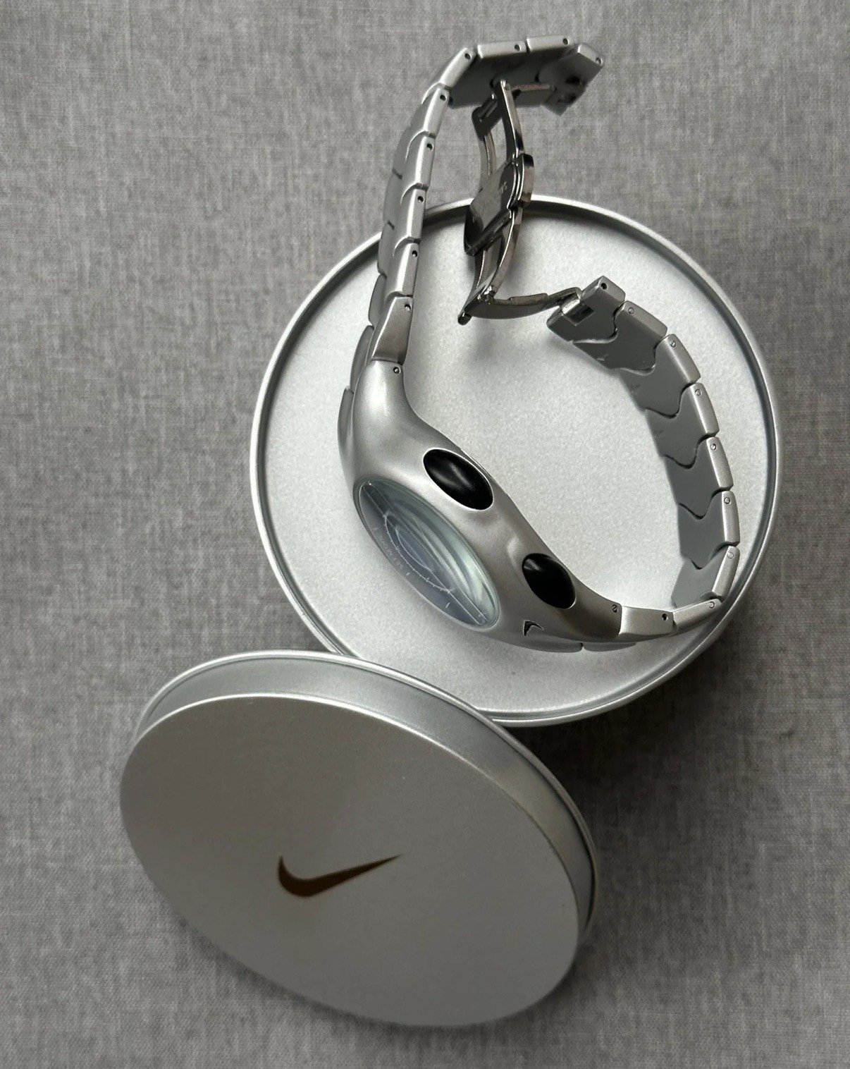 Nike Triax Chronograph Watch Matte Silver with blue dial