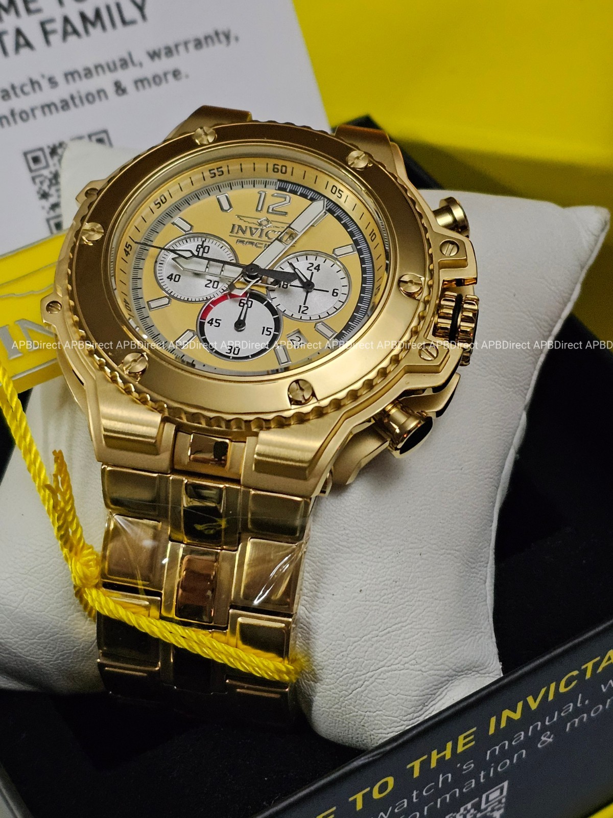 Invicta Racing Chronograph – Gold SS Case & Bracelet 56mm Case 200m Mens Watch