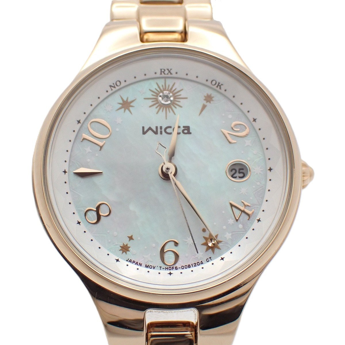 Used Citizen Wicca 25th Anniversary Solar Ladies Watch Pink Gold Color Shell Dia