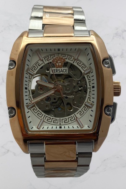 Refurbished Beautiful Versace Dominus Skeleton Automatic Two-Tone Wristwatch
