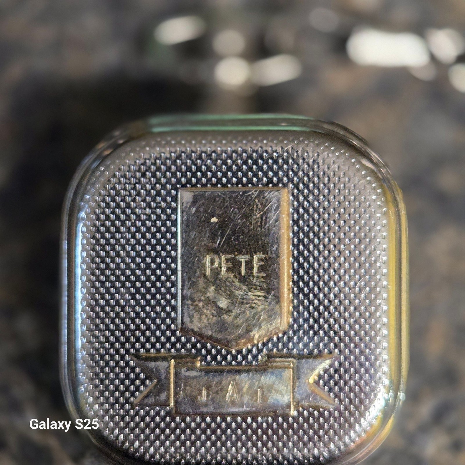 Vintage Square Silver-Tone Quartz Pocket Watch with Personalized PETE Engraving