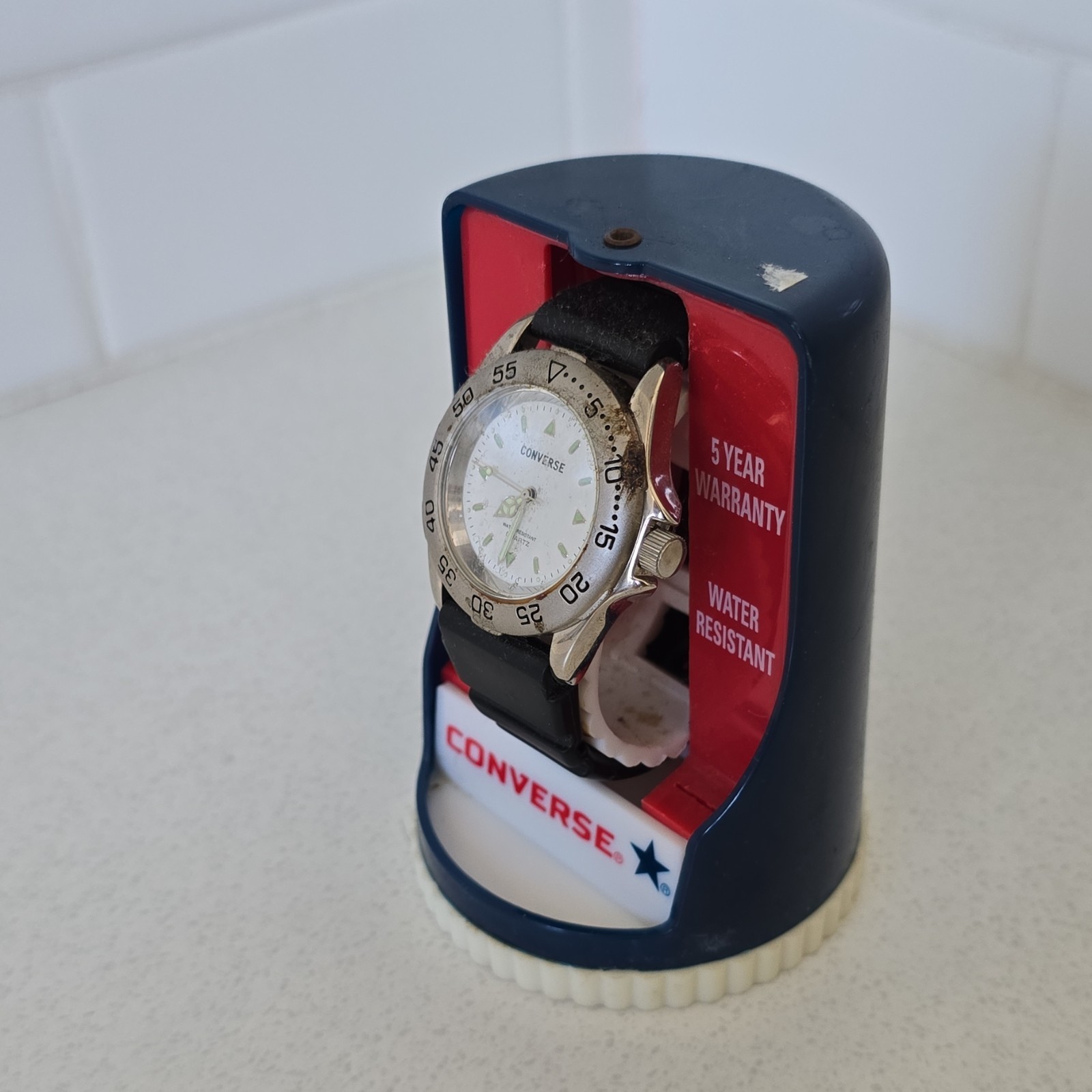 Converse Quartz Analog Water-Resistant White Dial Black Rubber Strap w/ Box