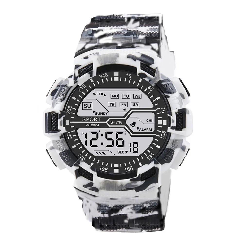 Men’s Digital Sports Watch LED Waterproof Shock Resistant Large Screen Wrist