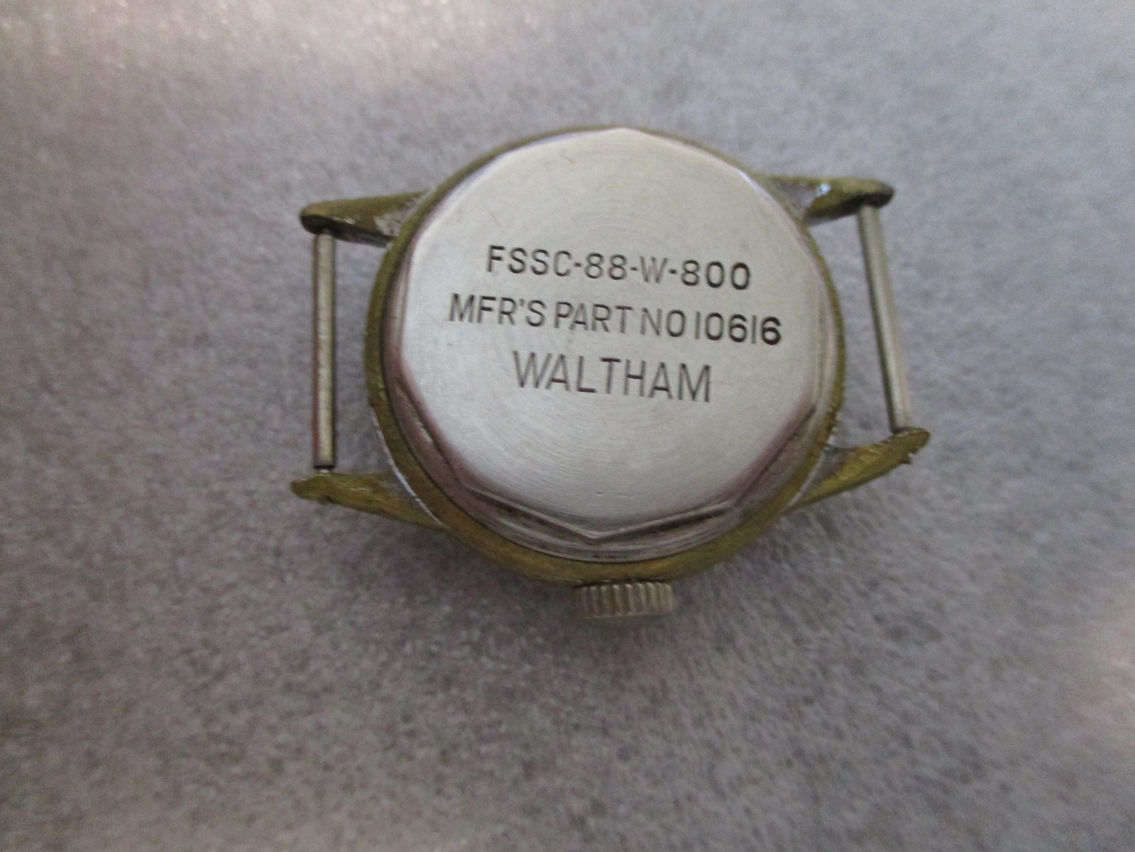 WWII WALTHAM FSSC-88-W-800 US NAVY WATCH CASE (CASE W/DUST COVER+CROWN ONLY) WW2
