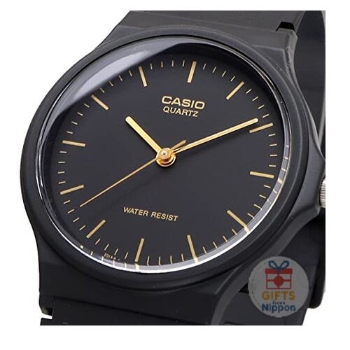 Casio MQ-24-1EL Quartz Analog Watch Black Gold Resin Case Urethane Band New