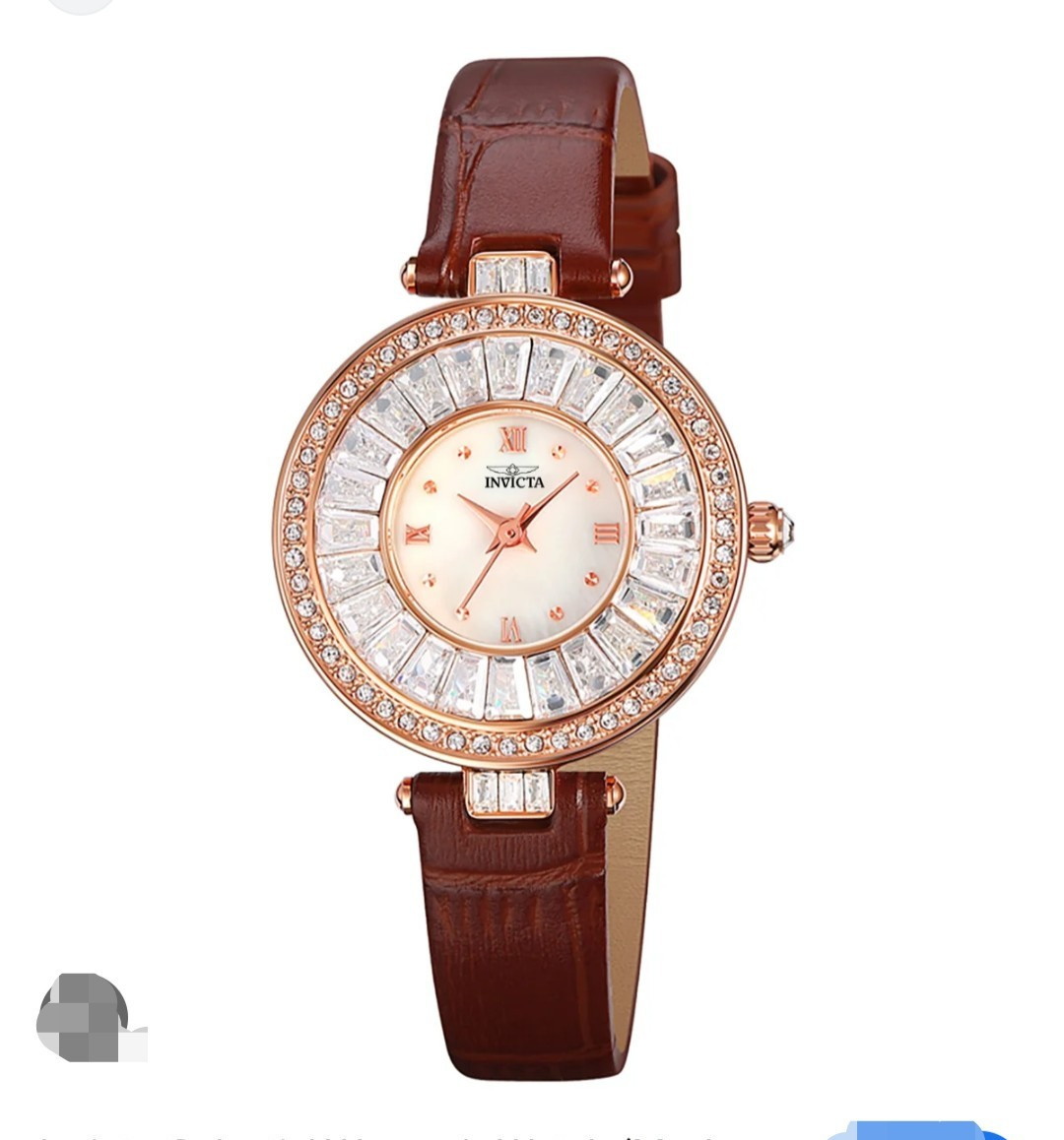 Invicta Celestial Women’s Quartz Analog Roman Rose Gold Brown Leather Strap