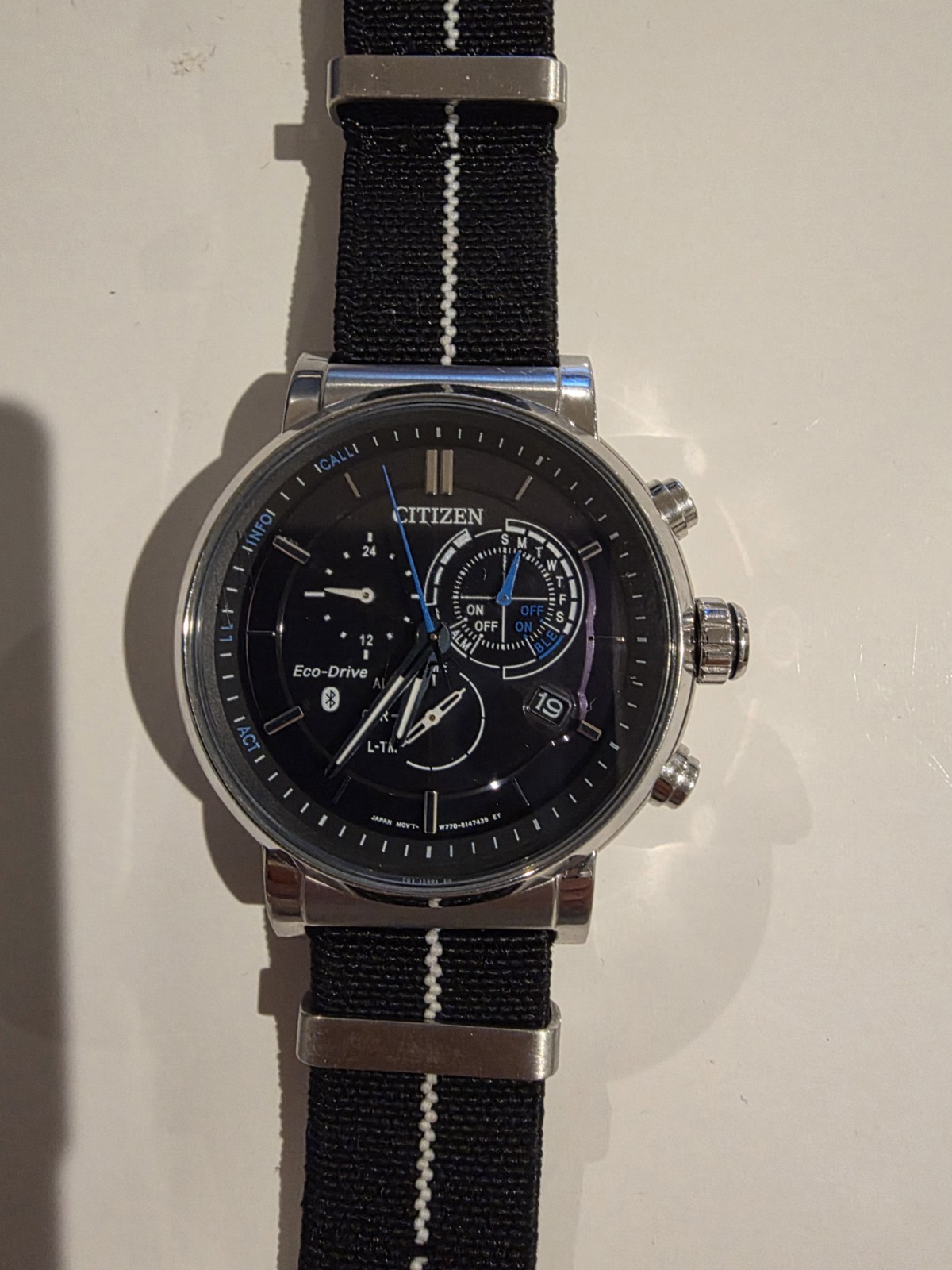 Citizen Eco-Drive Quartz Chronograph Black Dial 100m NATO Strap + Bracelet
