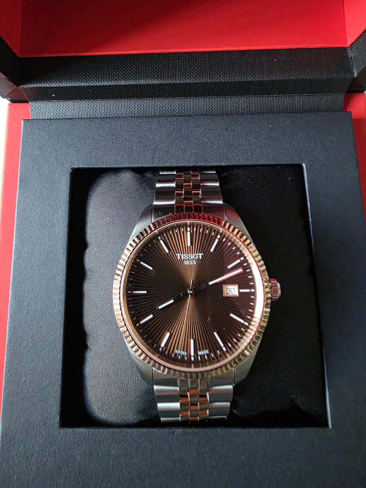 Tissot Ballade T156.410 Two-Tone Rose Gold Brown Dial 40mm – Unworn, Full Set