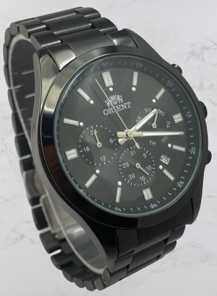 Refurbished All Black Orient Chronograph & 4 O’clock Date Quartz Men’s Watch
