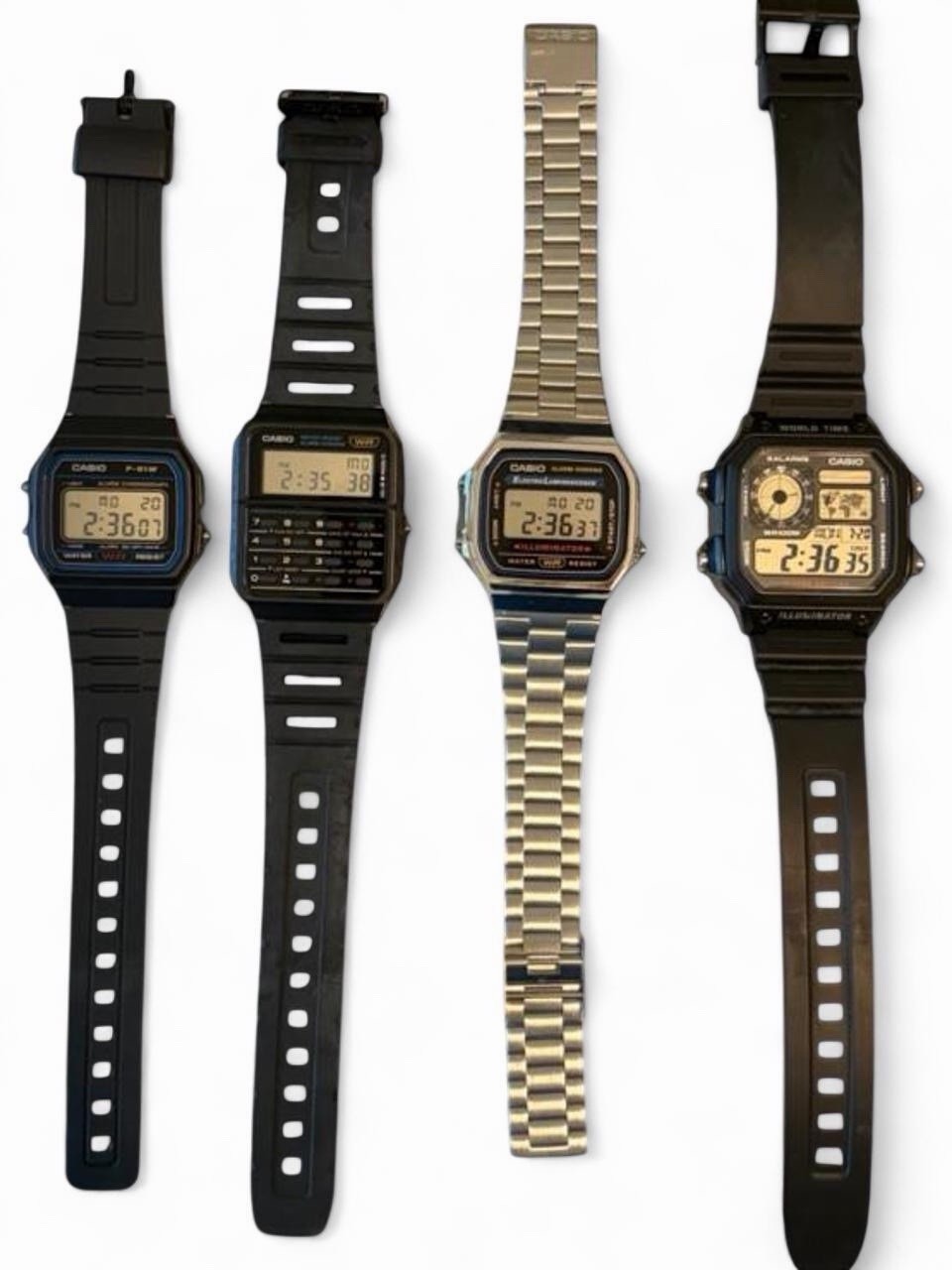 Casio Digital Watch Collection F-91W CA-53W A168 AE-1200 World Time 4 Watch
