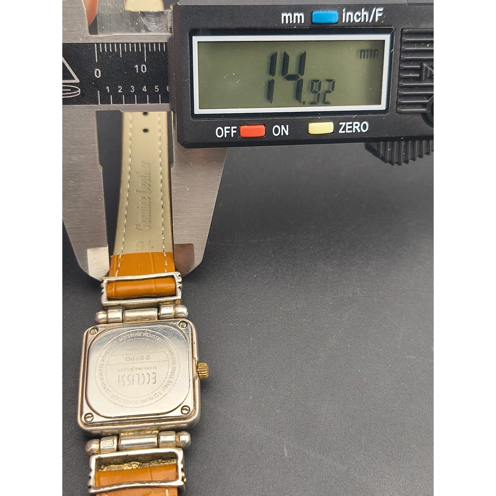 Ecclissi Sterling Silver Watch Turquoise Dial Square Case New Battery & Strap