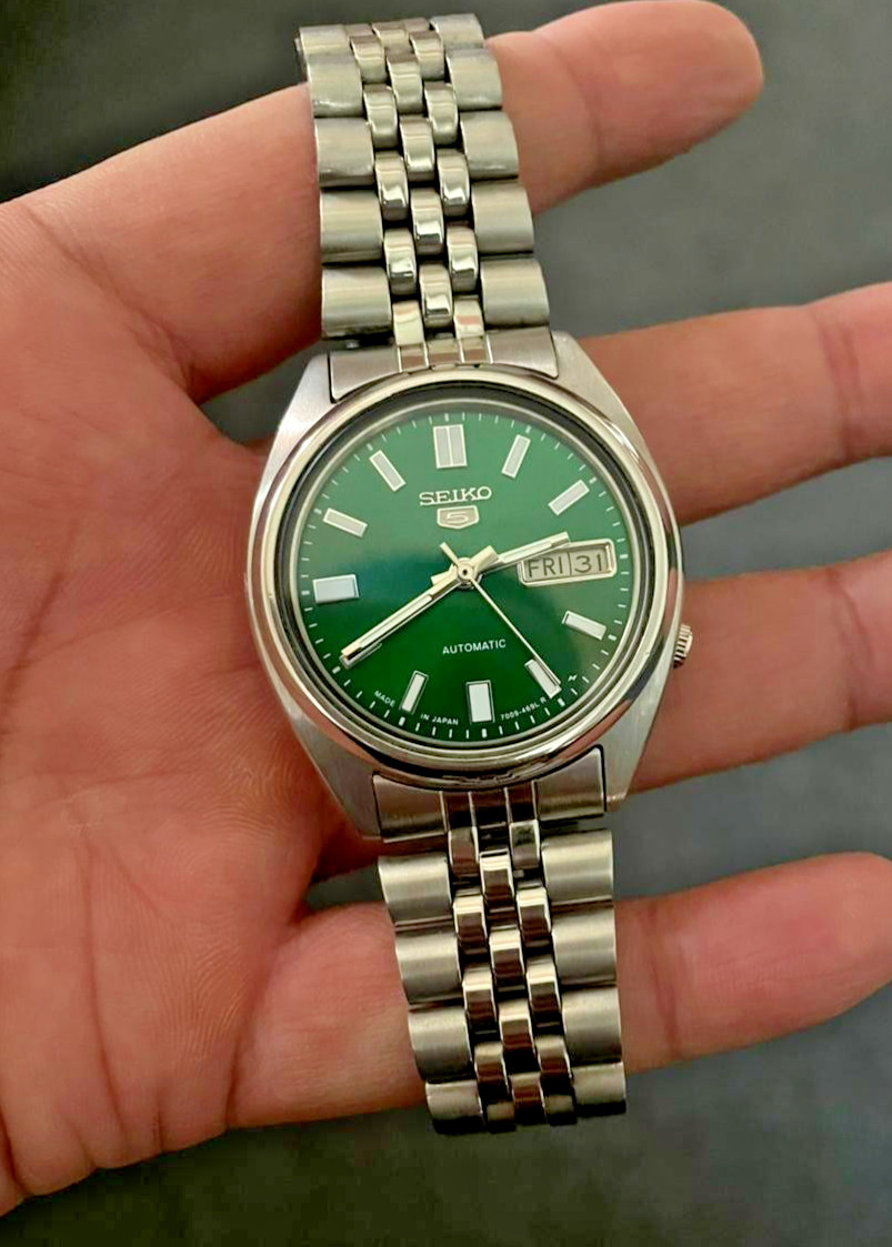 Seiko 5 Automatic Green Dial Day-Date Stainless Steel Men’s Watch
