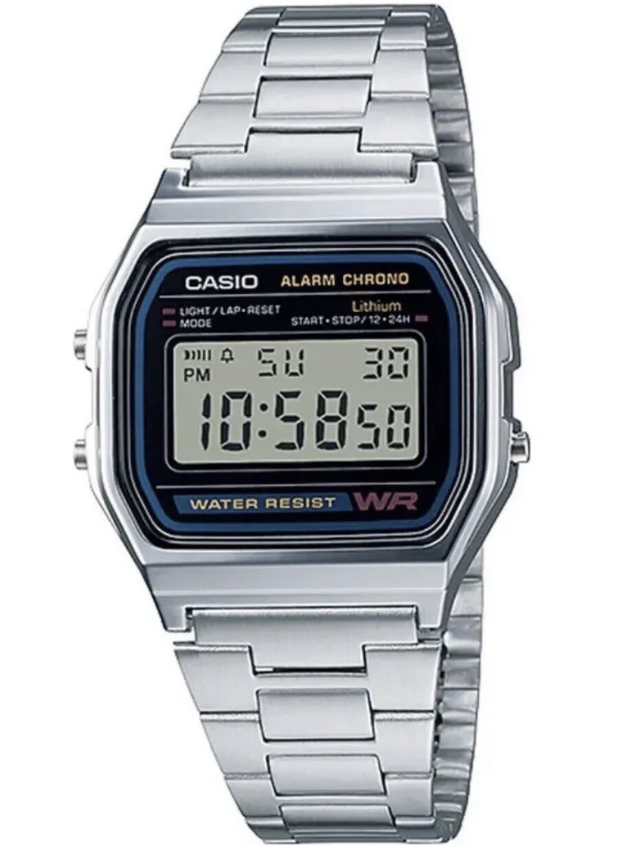 CASIO Men’s Watch A-158W Digital Silver Alarm Micro Light – NEW – Warranty