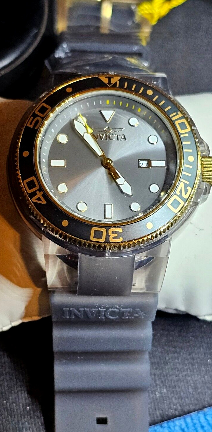 NWT Invicta Pro Diver Men’s Watch – 51.5mm, Grey, Transparent 32335 Low priced
