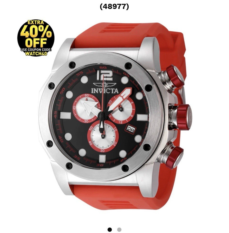 Invicta Sea Hunter Gen IV Men’s Watch – 52mm, Quartz Chronograph Date, Red