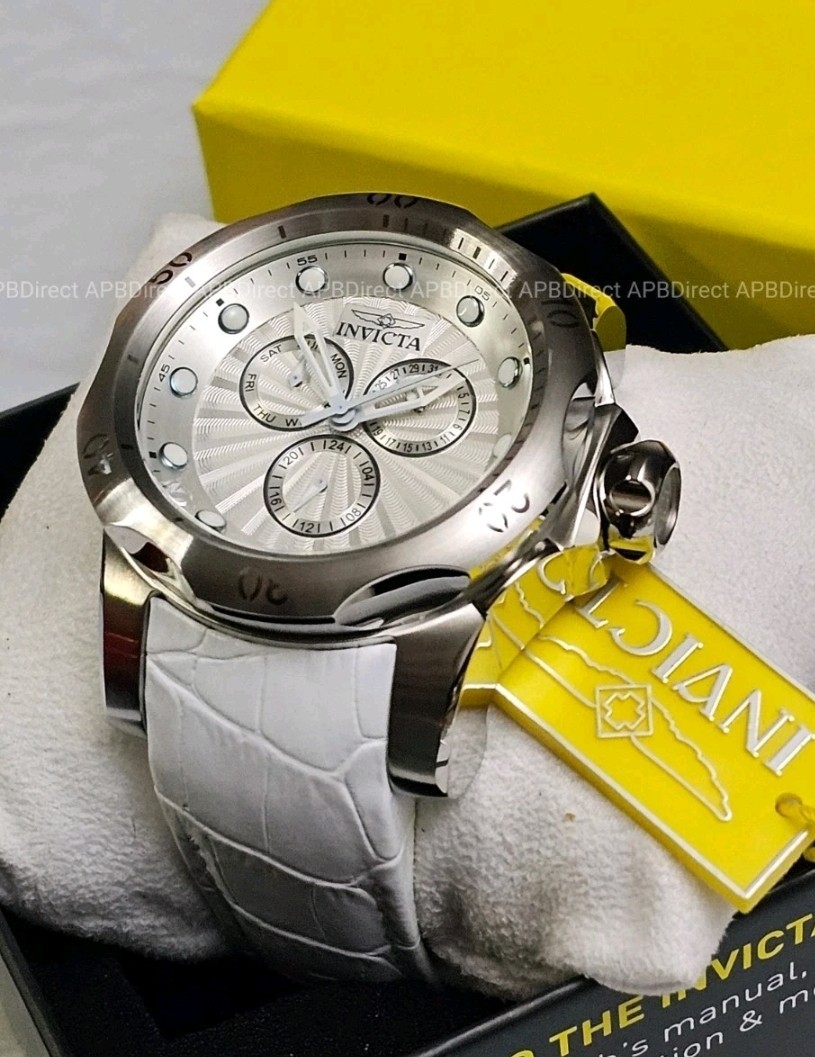 Invicta – VENOM – Ice 🧊 Blue / White Leather – MULTIFUNCTION – mens watch