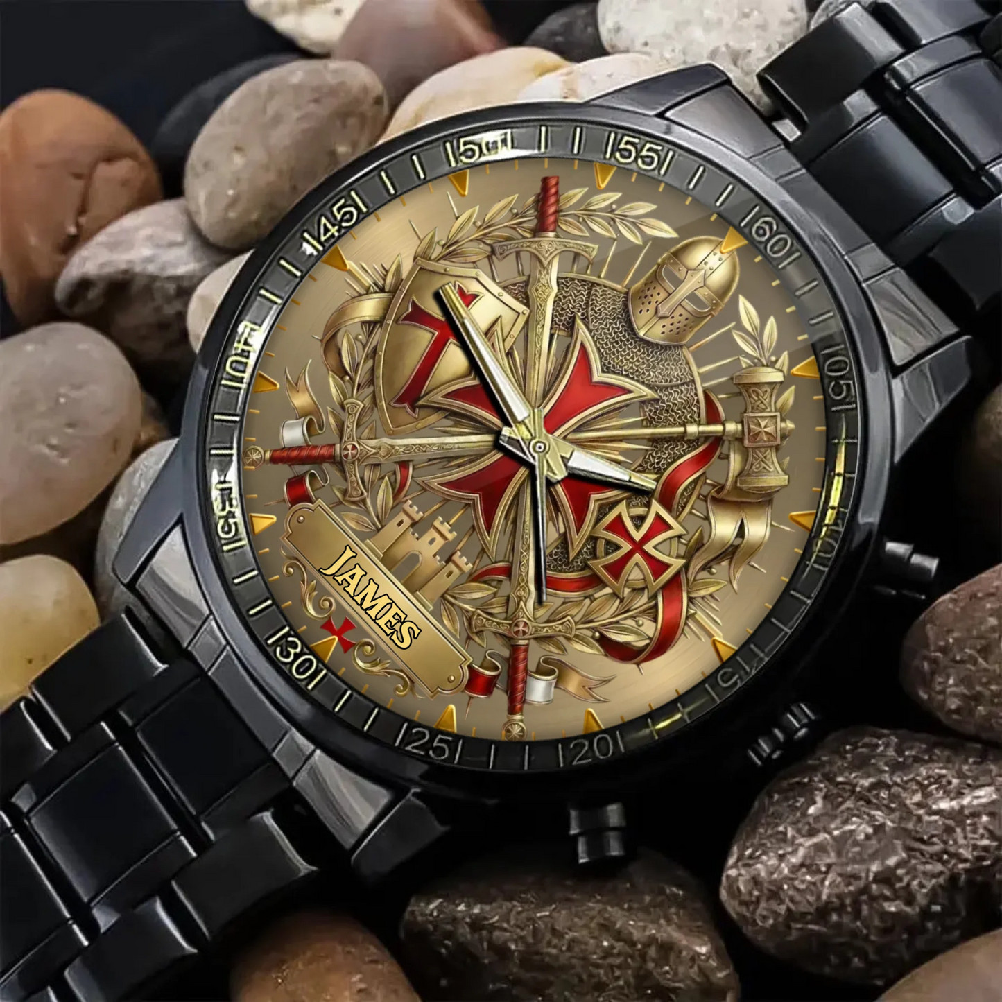 Personalized Knights Templar Cross Emblem Watch