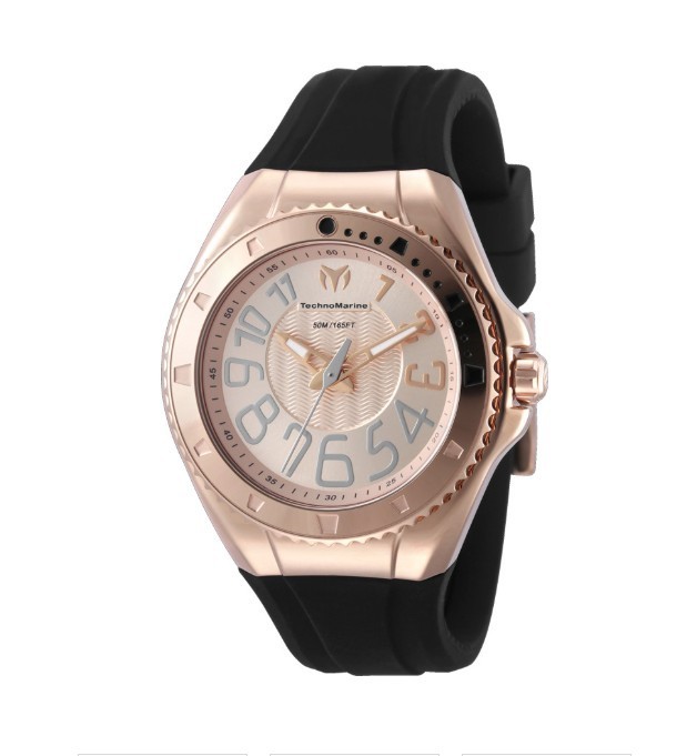 NEW TechnoMarine Lusso Mare Lady’s Watch Rose Gold Black Silicone 38mm 225049
