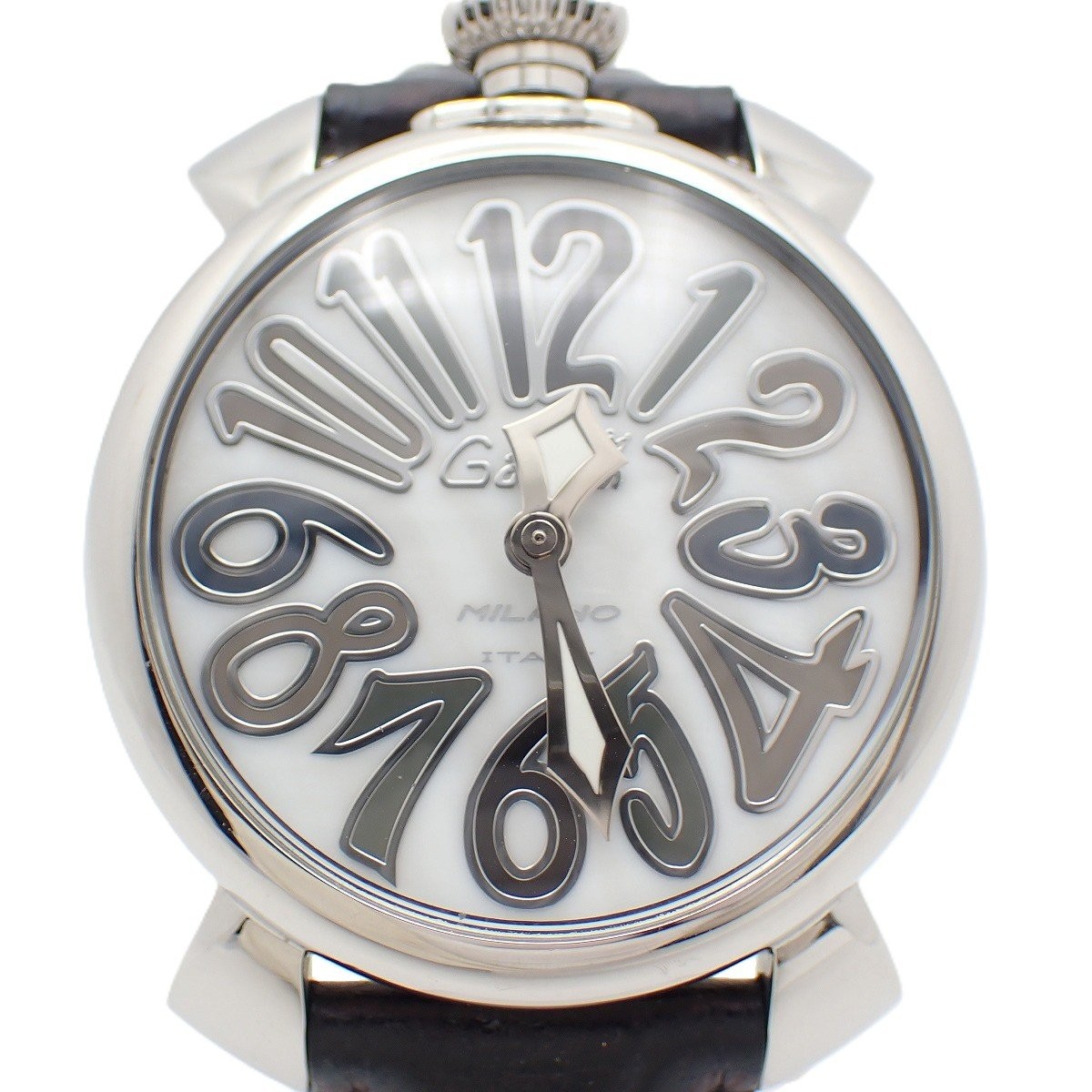 Used GAGA Milano Manuale 40 Quartz Ladies’ Watch Shell Dial Leather Strap 5020 I