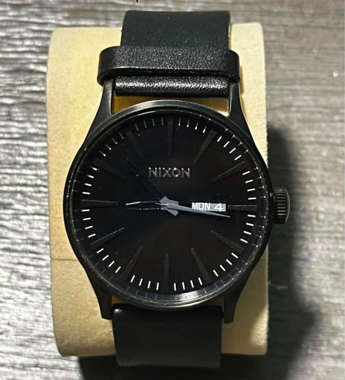Nixon Sentry Black Dial Quartz Day/Date 42mm Black Leather Strap 100m