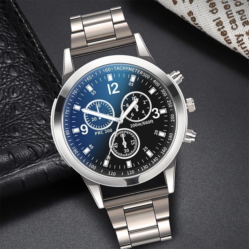 1/2PCS Men’s Quartz Watch & Bracelet Set Steel Band Business Fashion Wristwatch