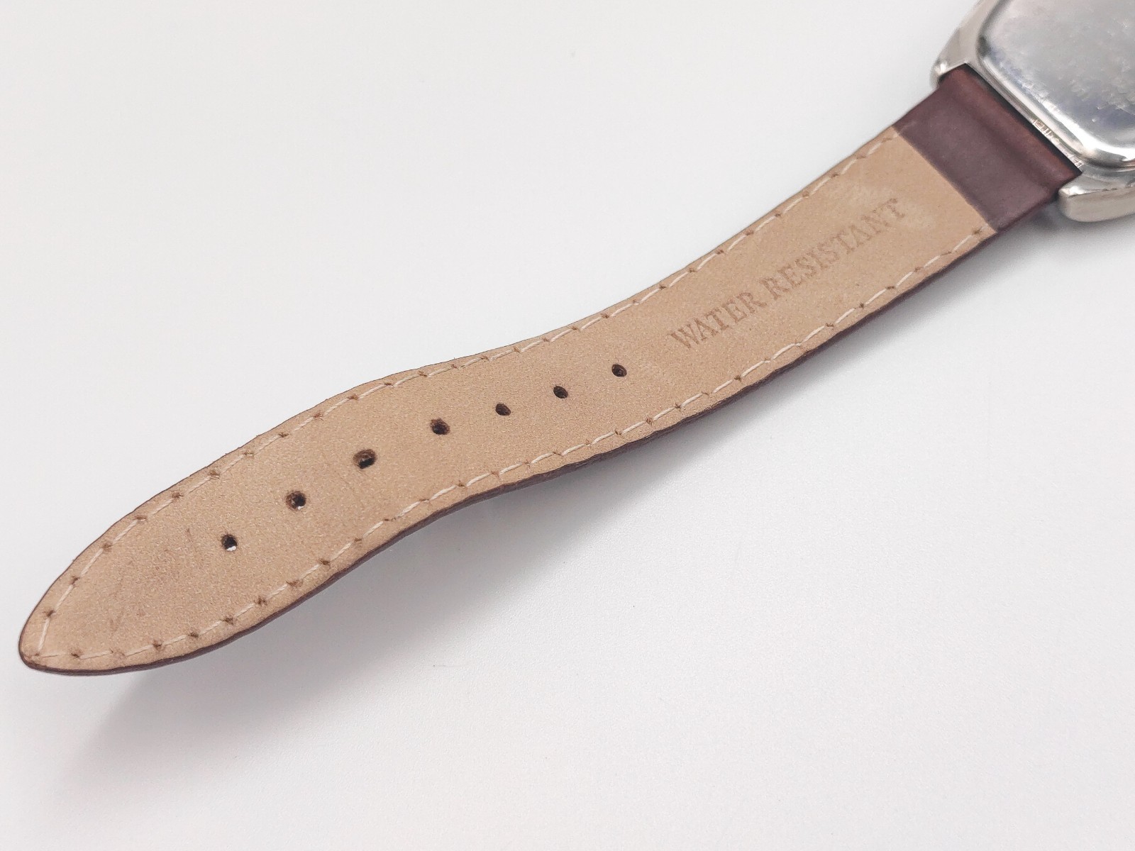 Kenneth Cole KC1011 Tonneau / Barrel Shape Case Brown Leather Strap Watch