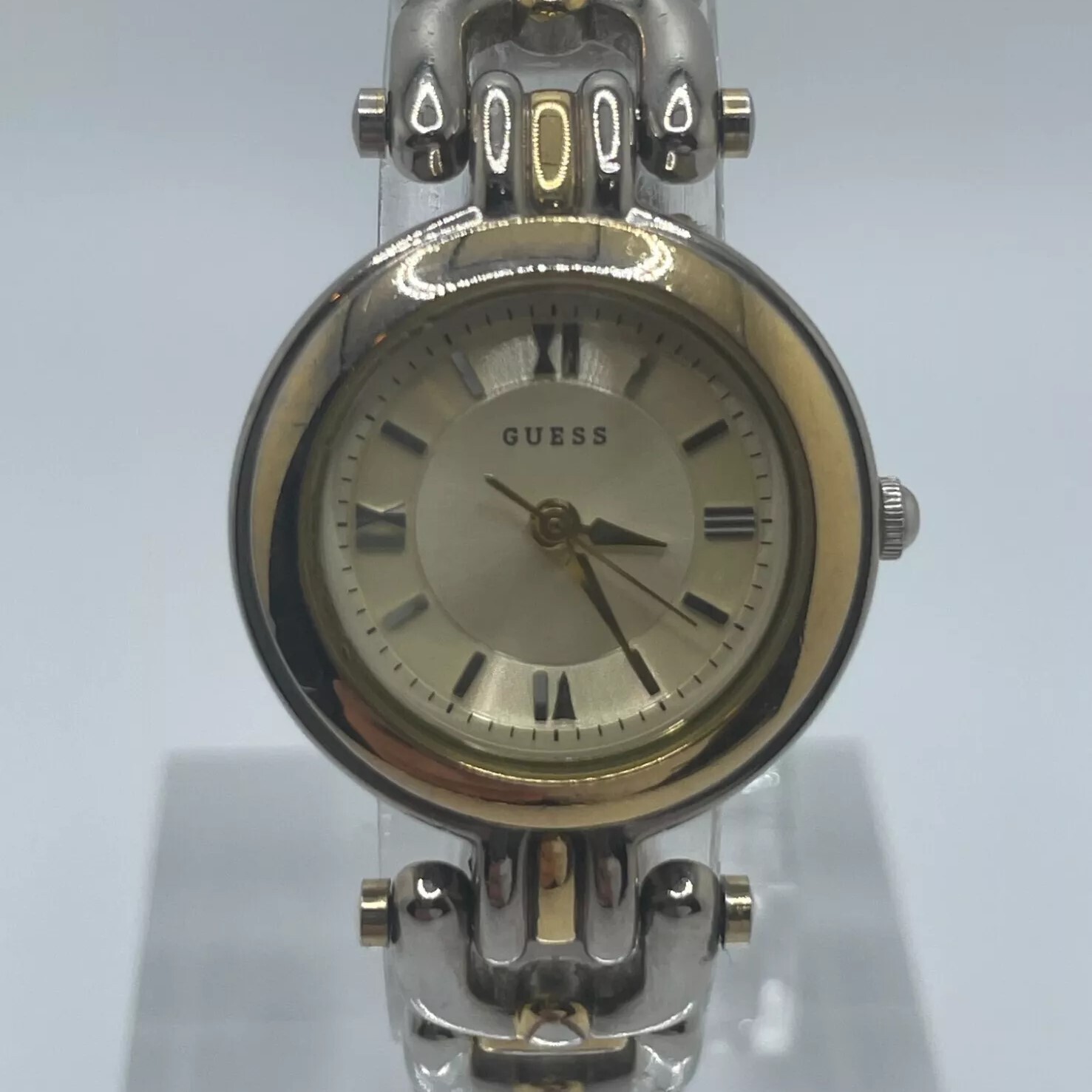 Guess Womens Watch 23mm Two Tone Case Band Quartz Three Hands Analog