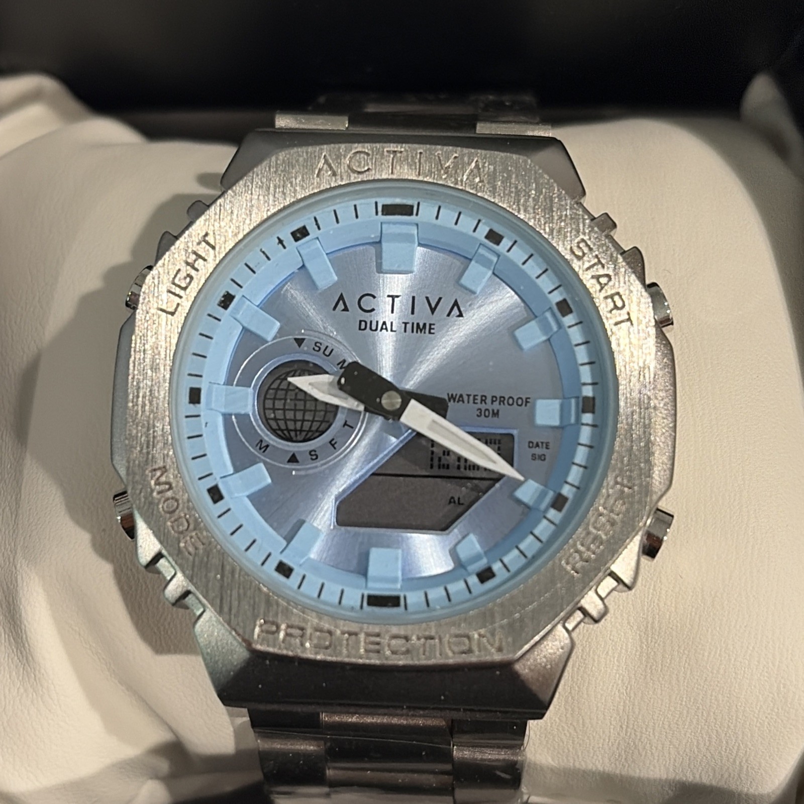 Invicta Activa Men’s Watch – 45.5mm Silver W/ Blue Dial ACW 423-003