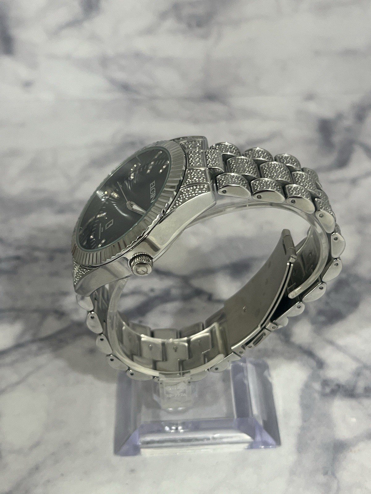 Elgin Blue dial diamond markers day/date men’s wristwatch