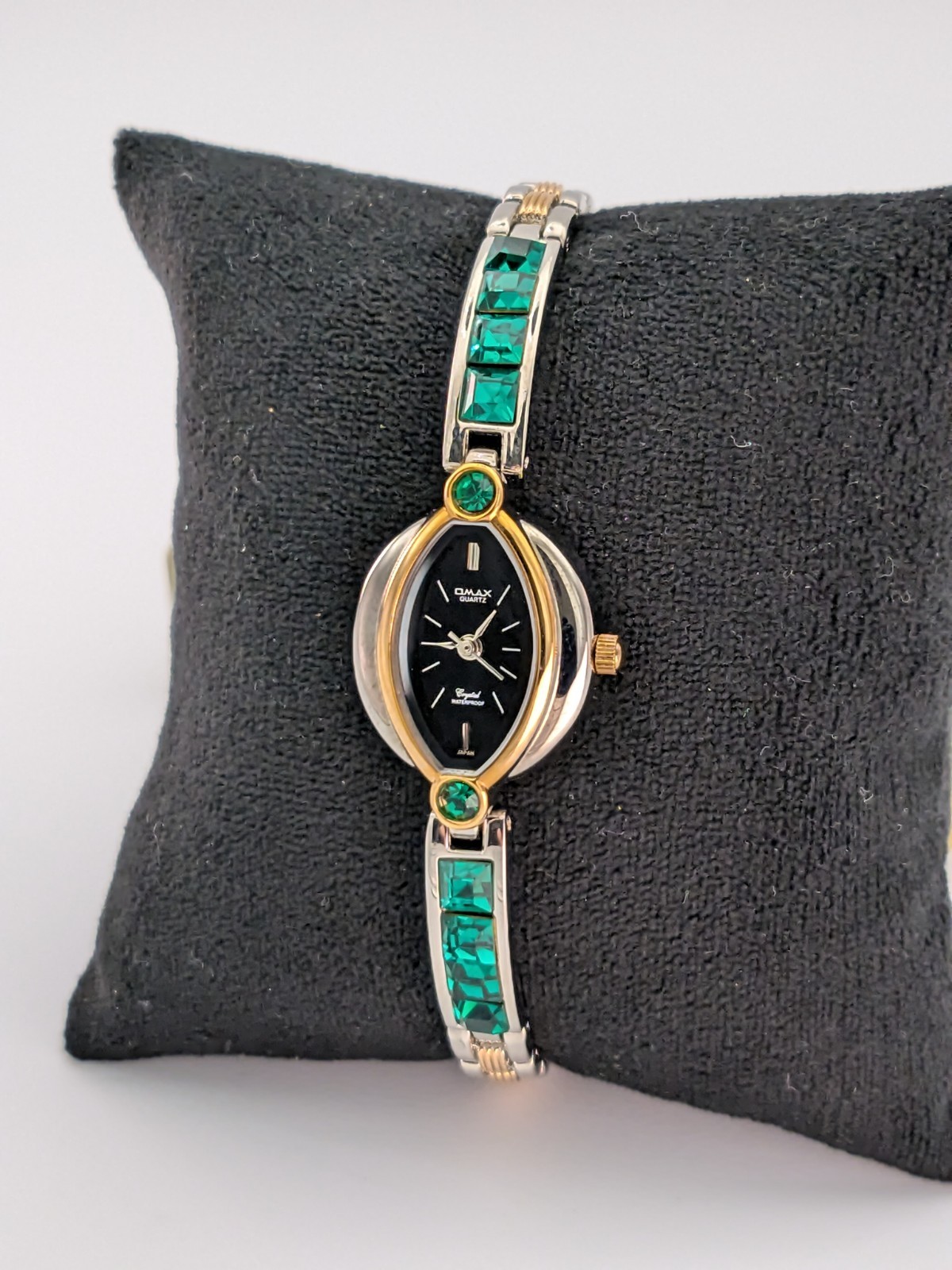 Ladies Watch Omax Japan Two Tone Crystal Dress Formal 7″