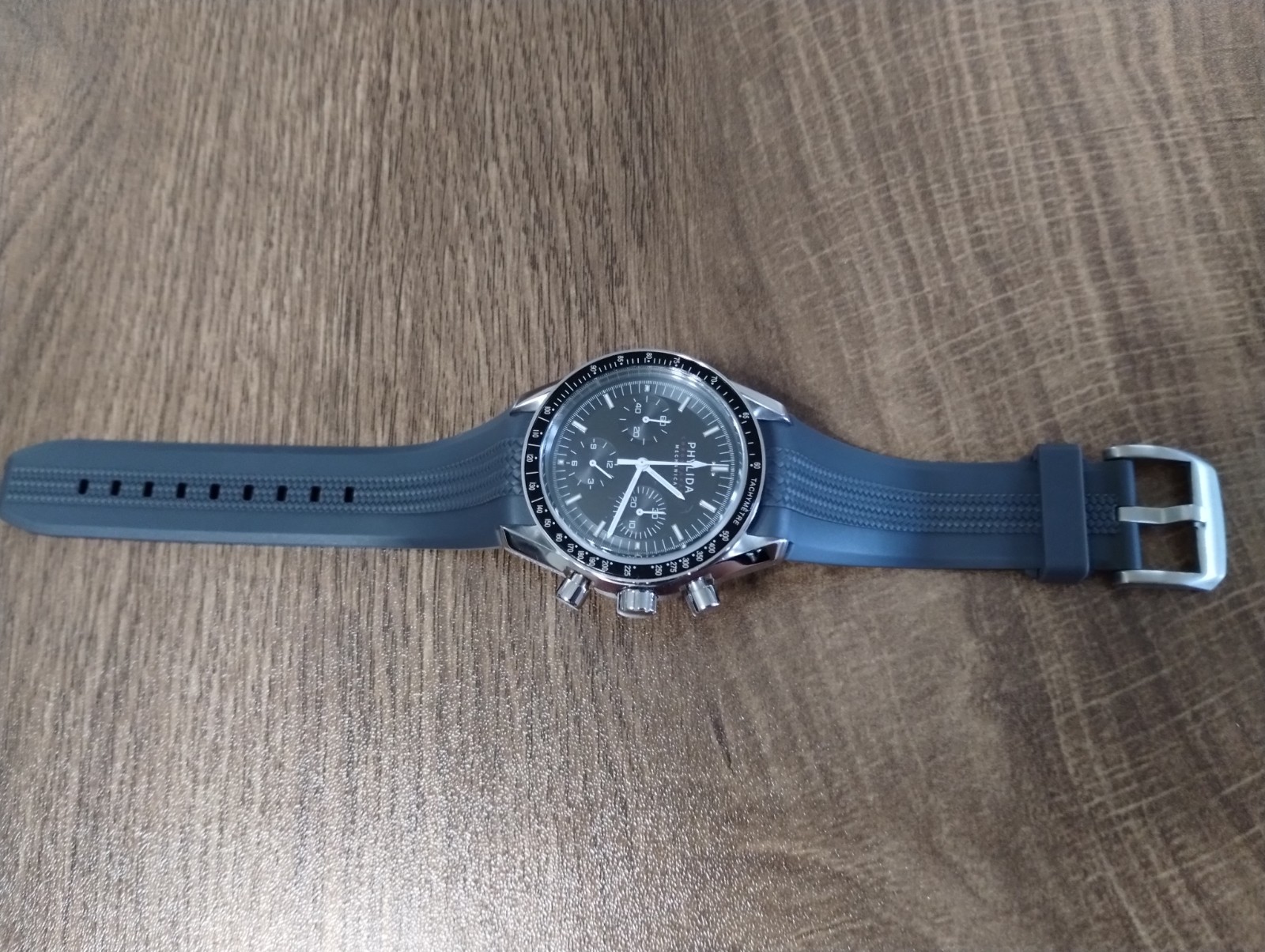 PHYLIDA 40mm Men’s ST19 Mechanical Chronograph Black Dial