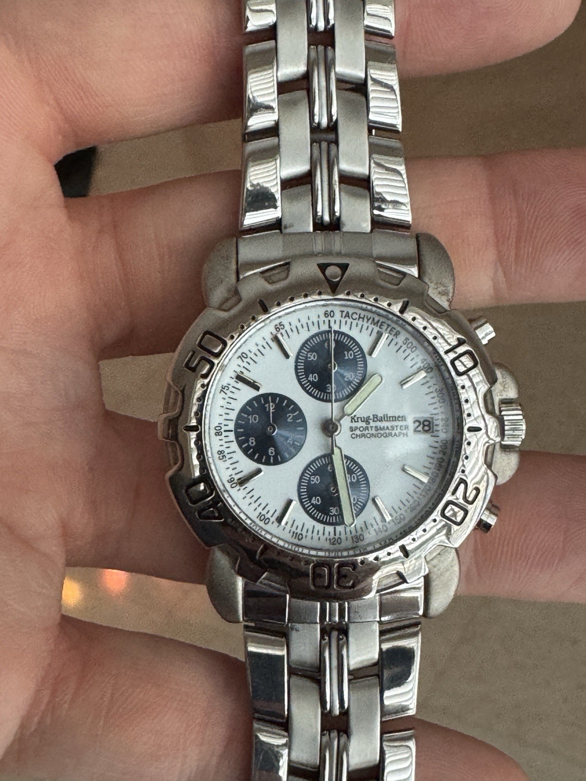 Krug-Baumen Sportsmaster Chronograph Men’s Watch Date Tachymeter 7186G WR 3ATM