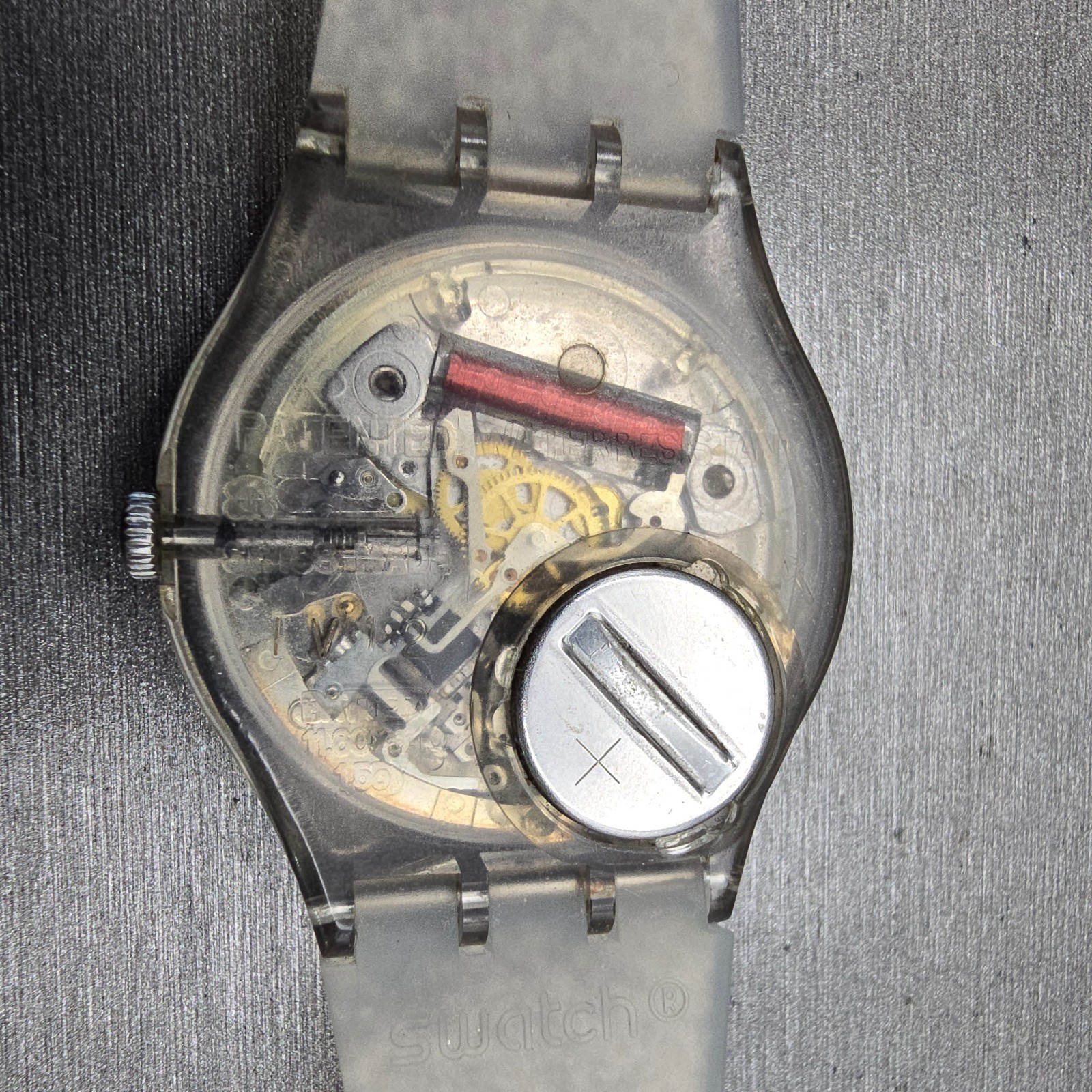 Swatch Silverblush Watch Men 34mm Silver Dial Clear Case Date GM416C New Battery