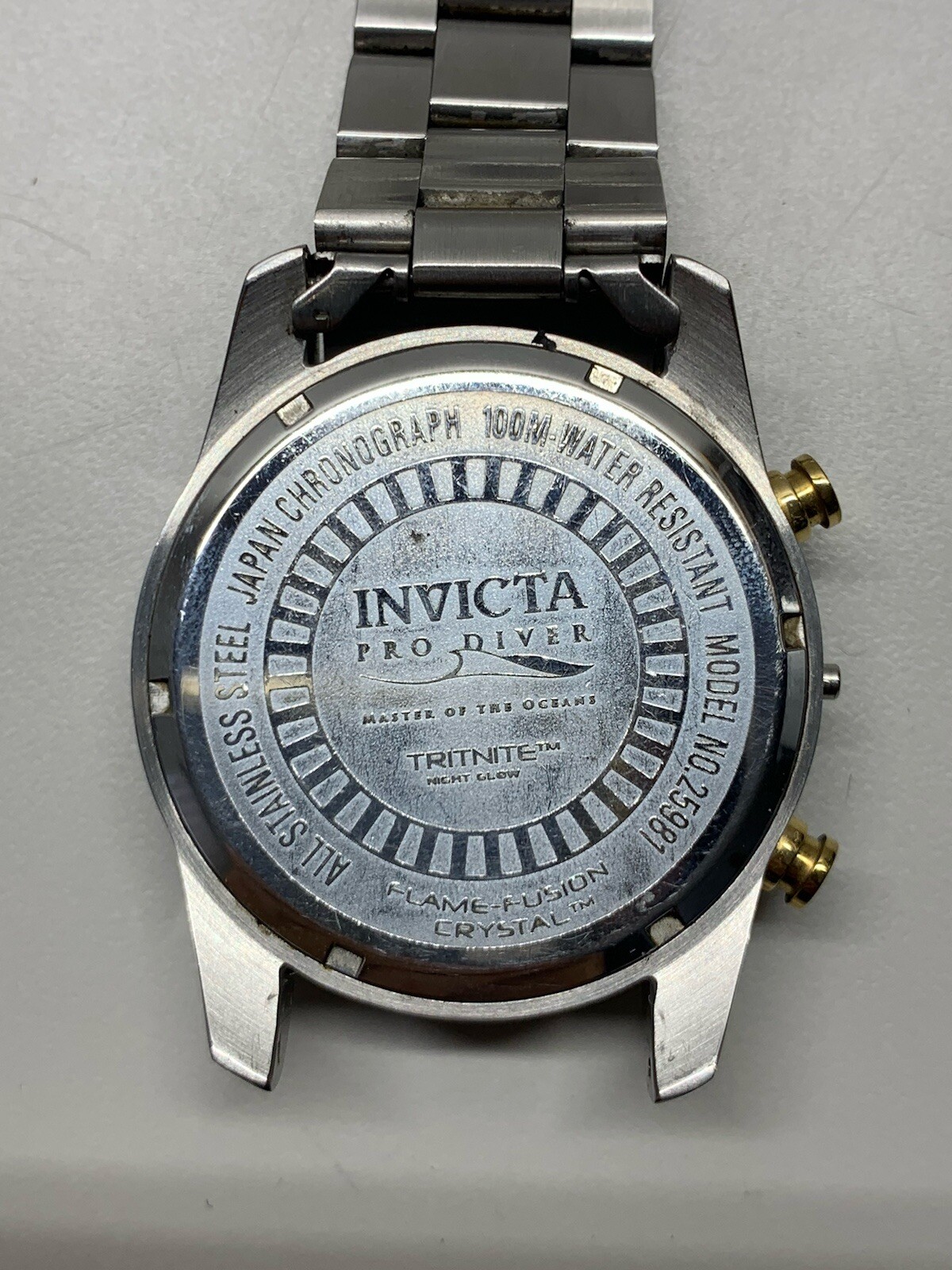 Invicta Pro Diver Tritnite Night Glow Flame Fusion Blue Gold Untested AS IS