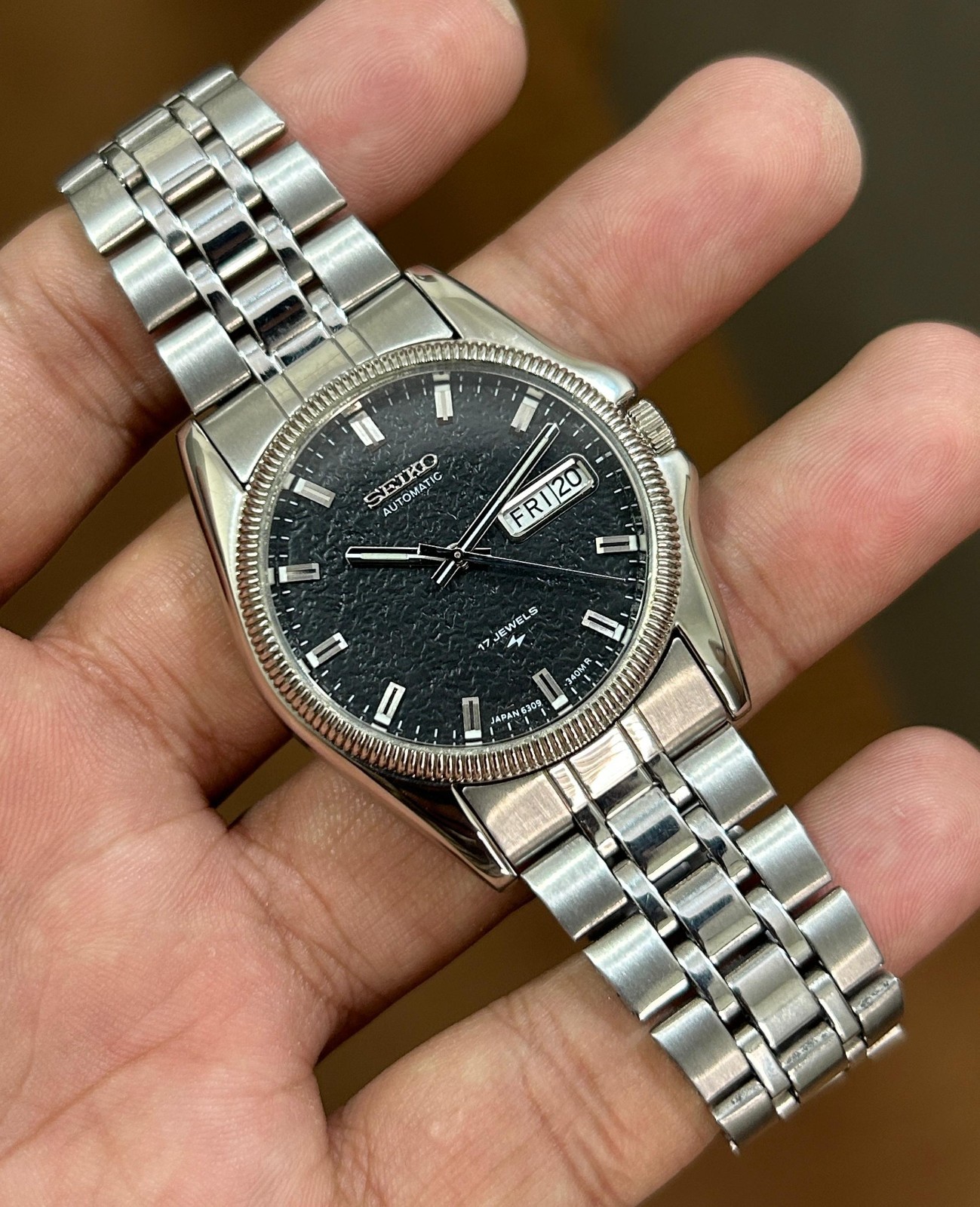 Seiko 5 Automatic Textured Black 🖤 Dial Mens Watch Japan Made 6309