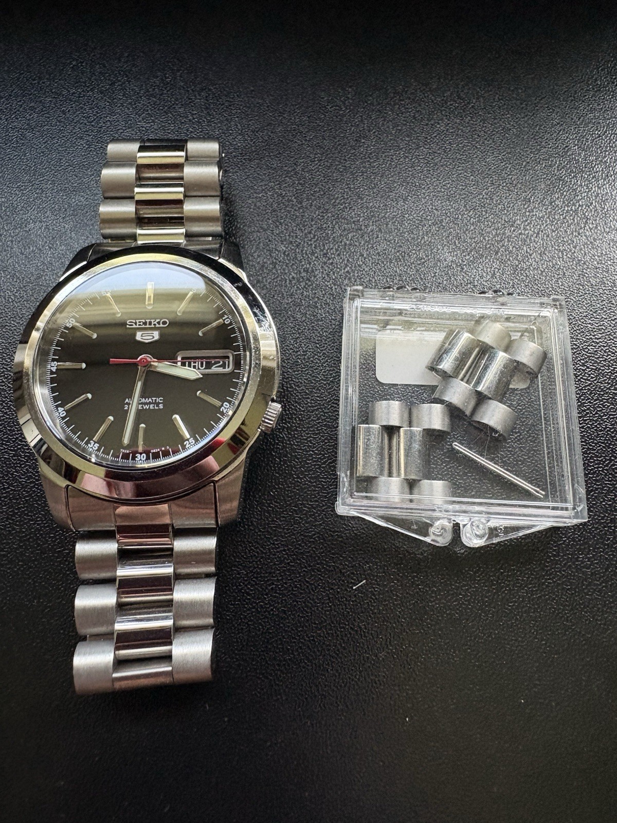 Seiko 5 Sports Automatic Watch 38mm Stainless Steel Dial, Black