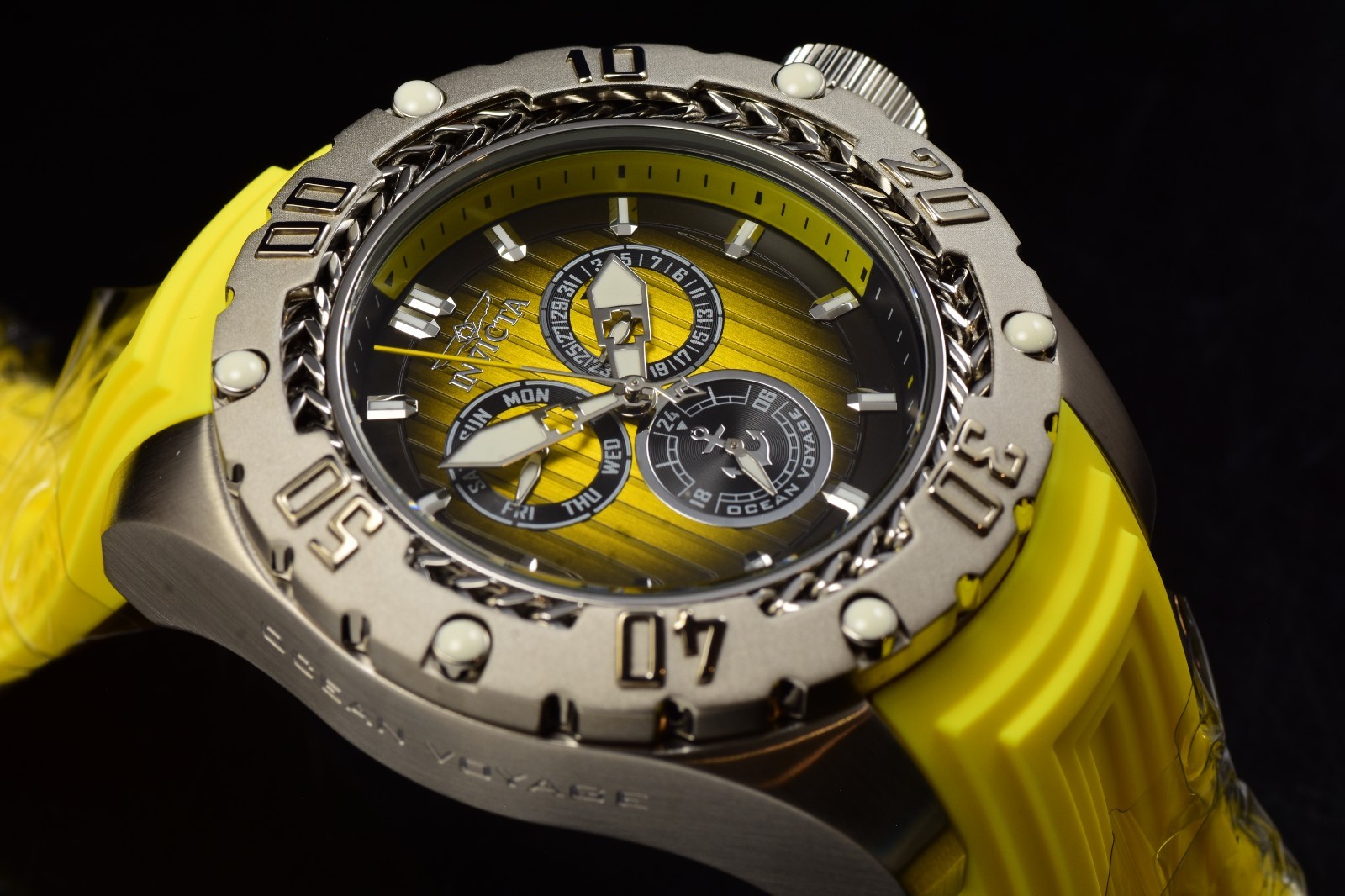 Invicta Men’s Explorer 52mm Quartz Yellow/Black Dial SS Yellow Tone Strap Watch